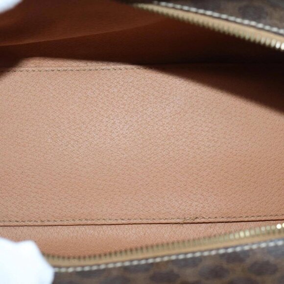 CELINE Macadam Canvas Hand Bag PVC Leather Brown Gold - Picture 13 of 16